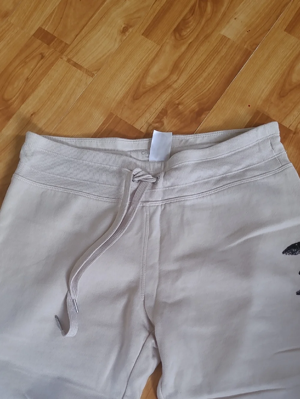 Calvin Klein Performance Cream Joggers with Black Logo Accent - Picture 2 of 5